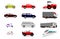 Set of vehicles on white background,isolated collection of transportation