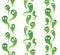 Set of vertical seamless borders from green ghosts with emotions. The object is separate from the background. Halloween decoration