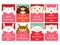 Set of vertical Valentine`s day cards with cute animals. Baby collection of gift tag with animal