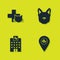 Set Veterinary clinic, Location veterinary, medicine hospital and Dog icon. Vector