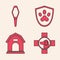 Set Veterinary clinic symbol, Pets vial medical, Animal health insurance and Dog house icon. Vector