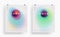 Set of vibrant modern watercolor gradient blurs background posters with abstract japanese symbols