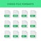 Set of video File Formats and Labels in flat icons style. Vector illustration