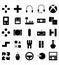 Set of Video Game vector black glyph icon or illustration. Editable stroke and color