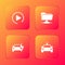 Set Video play button, FTP folder, Electric car and Police and flasher icon. Vector