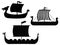 Set of Viking ships silhouette vector art