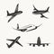 Set of vintage airplane vector design elements, logos, travel ag