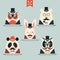 Set of vintage animals in suits