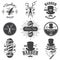 Set of vintage barber shop emblems