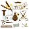 Set of vintage barber shop and hairdresser elements