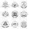 Set of vintage black and white bakery emblems