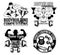 Set of vintage bodybuilding competitions style drawings sticker