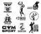 Set of vintage Bodybuilding and fitness room logos, design elements.