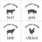 Set of vintage butchery meat stamps, logo and