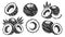 Set of vintage coconut icons