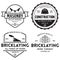 Set of vintage construction and bricklaying labels. Posters, stamps, banners and design elements