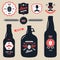 Set of vintage craft beer bottles brewery badges