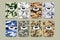 Set of Vintage Creative Cards with Camo, Camouflage Patterns.