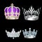 Set of vintage crowns on a black background