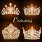 set of vintage crowns with precious stones