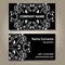 Set of vintage empty black elegance cards with curly white floral pattern