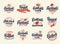 Set of vintage Football emblems and stamps. Sport colorful badges, templates and stickers for Football club, school, league