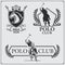 Set of vintage horse polo club labels, emblems, badges and design elements.