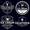 Set of vintage ice cream shop logo badges and labels, gelateria signs. Retro logotypes for cafeteria or bar