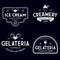 Set of vintage ice cream shop logo badges and labels, gelateria signs. Retro logotypes for cafeteria or bar