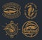 Set of vintage illustrations for seafood theme.