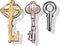 Set of vintage keys illustration sketch clip-art image