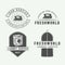 Set of vintage laundry, cleaning or iron service logos, emblems, badges and design elements. Monochrome Graphic Art. Vector Illus