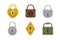 Set of vintage locks. Vector illustration cartoon padlock. Secret, mystery or safe icon.