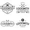 Set of vintage locksmith logo, retro styled key cutting service emblems, badges, design elements, logotype templates