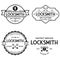 Set of vintage locksmith logo, retro styled key cutting service emblems, badges, design elements, logotype templates