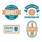 Set of vintage logo, badge, emblem or logotype elements for beer, shop, home brew, tavern, bar, cafe and restaurant