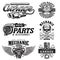 Set of vintage monochrome car repair emblems