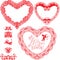 Set of vintage ornamental hearts shapes with calli