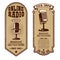 Set of vintage podcast, radio flyers with microphone. Design element for logo, label, sign, badge, poster