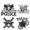 Set of vintage police emblems, labels, badges, logos. Isolated on white