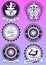 Set of vintage purple badges for yoga studio