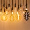 Set of vintage retro lamps of different types. Incandescent or Edison lamps, loft style.