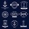 Set of vintage retro nautical badges and vector labels.