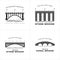 Set of Vintage Retro Silhouette of Bridge Logo Design. Brick, stone, and steel Bridge Logo
