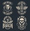 Set of vintage rock and roll emblems