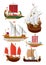 Set of vintage sailboats