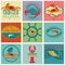 Set of vintage sea food logos