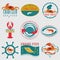 Set of vintage sea food logos.