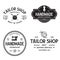 Set of vintage sewing and tailor labels, badges, design elements and emblems. Tailor shop old-style logo