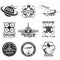 Set of vintage space, drone , aeronautics flight emblems, labels, badges